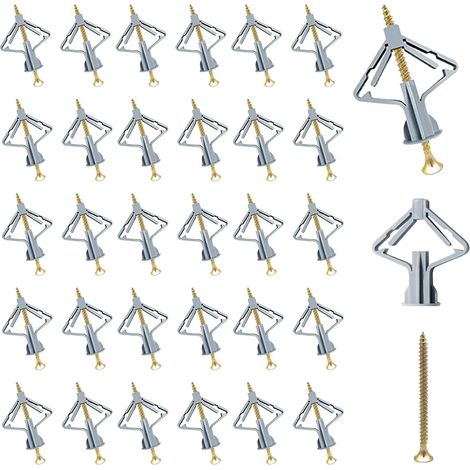 Plasterboard fixings,Plasterboard Wall Plugs,50pcs Plasterboards Wall Plugs and 50pcs Screws,Universal Heavy Duty Anti-Rotational Expansion Tube Plasterboards Screws for Drywall Cavity(36x13mm) (1/5)