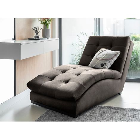 Chaise longue en velours BORA – Moderne & confortable-Marron foncé (1/5)