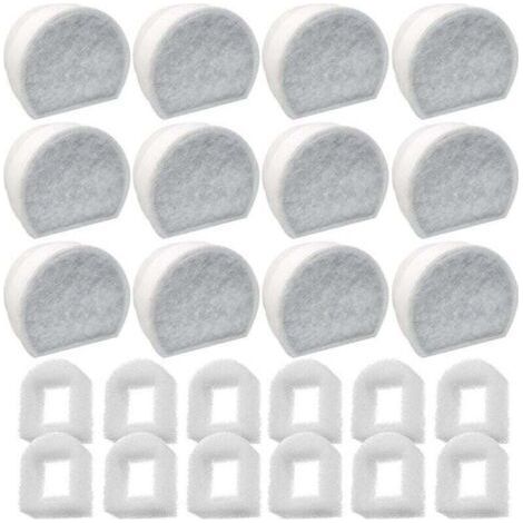 Pack of 24 Foam Pre-Filters and Carbon Filter Compatible with PetSafe Drinkwell Fountain INOX 360 Avalon Pagoda Seascape and Sedona Fountains, Filter for Cat Dog Water Fountain (1/4)