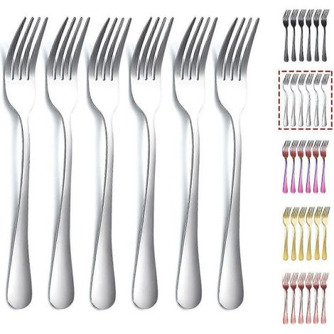 Ensemble de 6 fourchettes de table dorées en acier inoxydable de 20,7 cm (8,17 pouces), idéal pour un mariage. (1/5)