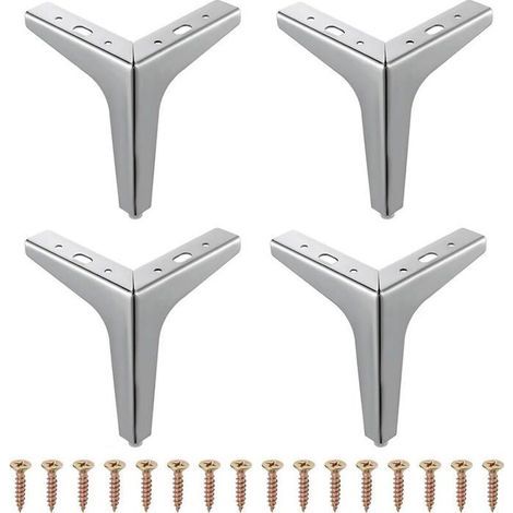 Lot de 4 pieds de meubles triangulaires modernes en métal avec diamant pour armoire. placard. canapé. chaise. ottoman (1 (1/5)