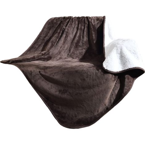 Couverture imperméable réversible polaire sherpa pour meubles et animaux (marron, 152 x 203 cm) (1/5)