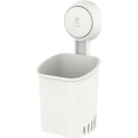 Portaspazzolino con ventosa potente, Supporto da parete ohne fori for spazzolino, zahnpflege, rasoio, organisator für piatti da cucina autosvuotante, bianco-Crezuo