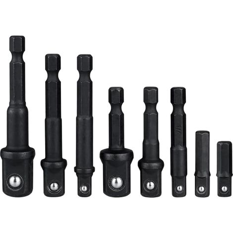 Lntyq Stück 1/4-Zoll-Sechskantschaft-Schnellwechsel-Steckschlüsselhalter-Adapter (1/4 Zoll, 1/2 Zoll, 3/8 Zoll), Steckschlüssel-Verlängerungsstange für die Umwandlung von Vierkantsteckschlüsseln (1/5)
