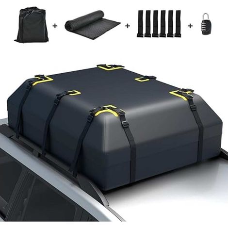 Sac de toit pour voiture 400 L étanche en polyester avec serrure à code, crochets et tapis antidérapant pour voyages et camping