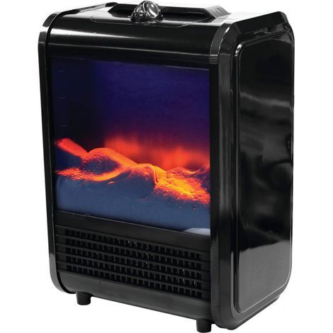 Venteo – Cheminée portable 1500W avec effet flamme réglable – Compacte 27cm x 36cm x 36cm – Pour surfaces jusqu'à 15m² – Sécurité surchauffe