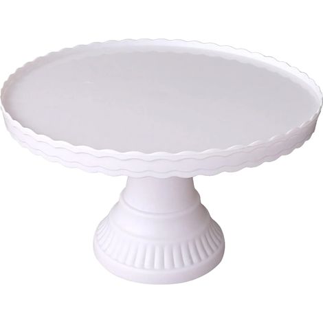 Soporte para tartas, plástico blanco, diseño ondulado, base antideslizante, para bodas y fiestas. (1/5)