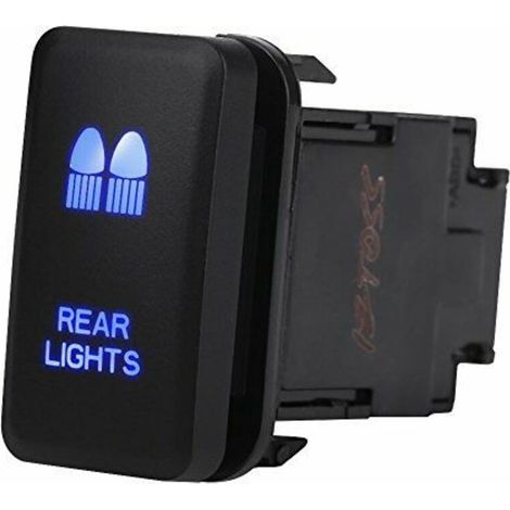 Car Rocker Switch, 12V Blue LED Rocker Switch ON/OFF Control Switch, 38.75 x 20.8mm with 200mm Cable for Car (Tail Lights) (1/5)