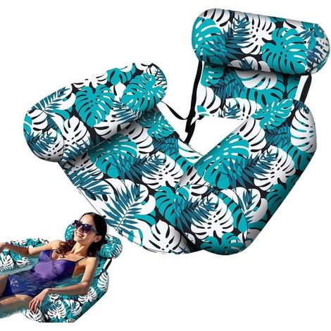 Radeau de natation gonflable - Fauteuil flottant - Hamac aquatique - Chaise de natation robuste pour piscine - Idéale pour les vacances d'été - verte (1/5)