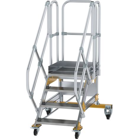 Günzburger Steigtechnik Escalier à plate-forme 45° mobile Largeur de marche 0,6 m 4 marches aluminium strié - 600764