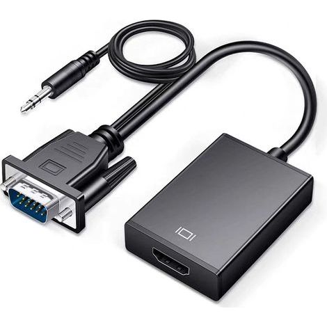 Adaptateur VGA vers HDMI avec câble audio et de chargement USB Convertisseur mâle-femelle 1080p 60 Hz, pour ordinateurs, moniteurs, projecteurs, téléviseurs et téléviseurs HD anciens (1/3)
