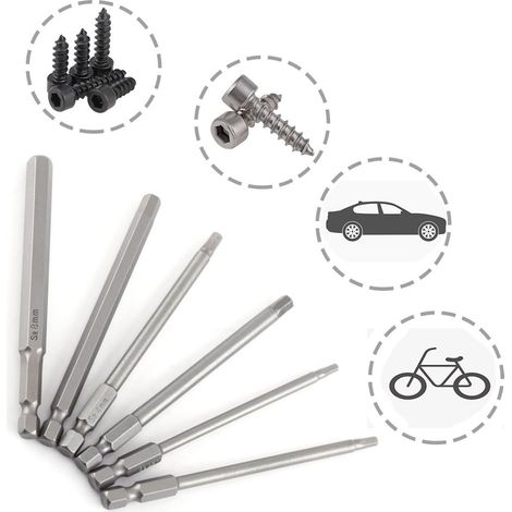 Ej.Life 6 Embouts Magnétiques 1/4'' 100mm - Acier Trempé pour Bricolage Intensif - Compatible Perceuses (1/5)
