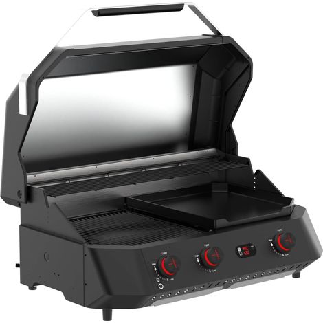 Cozze G-800 Combo Plancha-Grill a Gas 30 mbar, 3 Bruciatori 9,5 kW, Griglia + Piastra in Ghisa Smaltata, 2 Termometri Digitali, per Cucina Outdoor (1/5)