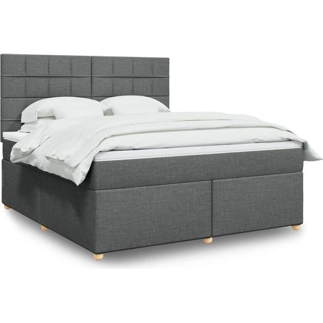 Boxspringbett mit Matratze Dunkelgrau 180x200 cm Stoff vidaXL
