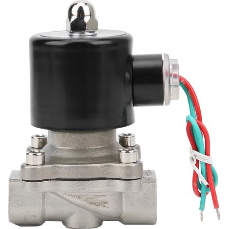 Électrovanne 3/8 pouce, à action directe, normalement fermée, en acier inoxydable, pour eau, air et huile, 24 V CC (1/5)