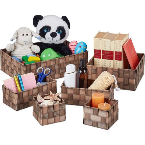Set of 6 plastic storage baskets
