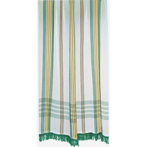 Rideau marseillais tissé vert 140 x 225 cm – 80% coton, 20% polyéthylène – Grammage 200 g/m² – Installation facile – Poyet Motte