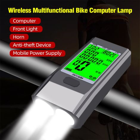 Compteur de vélo sans fil avec compteur de vitesse, éclairage LED avant et alarme vibrante, batterie 4600 mAh (1/5)
