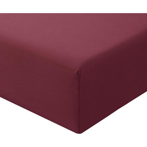 Drap Housse 90x190/200 Bordeaux - Drap Housse 90 x 200 Bonnet 40cm Matelas en Microfibre 1 Personne, Très Doux et Respirant avec Élastique Tout Autour (1/5)