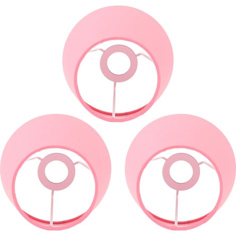 Lot de 3 abat-jour en tissu rose innovant, culot E14, avec cache-poussière pour lampe de chevet. (1/5)