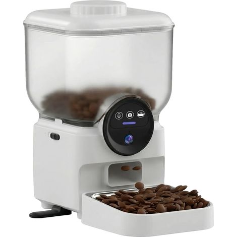 App-gesteuerter Katzenfutterautomat mit 1080P-Kamera, weiß, 6,5 l (1/2)