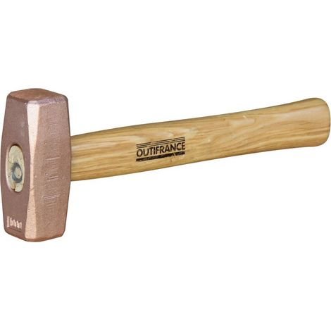 Outifrance – Massette en cuivre 30 mm – Manche en bois – Angles abattus pour précision – Pour travaux de finition (1/2)