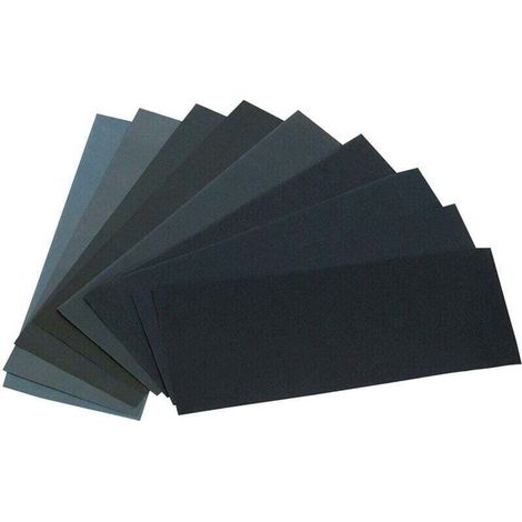 24 feuilles de papier de verre assorties, 12 grains différents, adaptées au ponçage du bois et du métal, pour une utilisation à sec ou à l'eau. Grains : 120/150/180/240/320/400/600/800/1000/1500/2500/ (1/4)