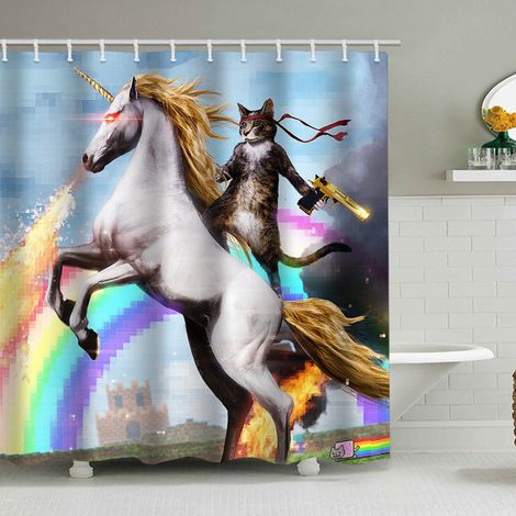 180 x 200 cm Duschvorhang mit lustigem Tiermuster, wasserdicht, inklusive 12 Haken, geeignet für Erwachsene und Kinder, Badezimmerdekorationsaccessoire.