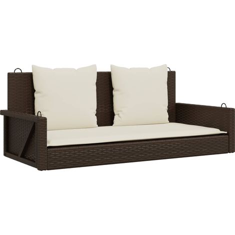 Maison Exclusive - Hängebank mit Kissen Braun 119x56x48 cm Poly R