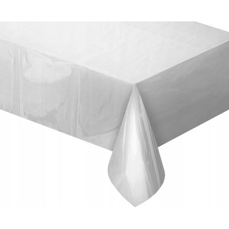 Mantel de lámina metálica, color plata metalizado, 137 x 183 cm.