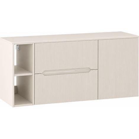Ensemble de meubles de salle de bains avec étagère et plan L.120 cm cachemire mat façade rainurée NOVO Furnidea (1/5)