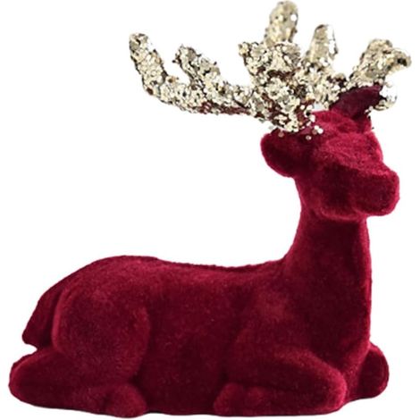 Figurines de cerf de Noël, modèle Animal de cerf, Figurines réalistes de Renne avec Bois et Pieds Scintillants, centres de Table (1/5)