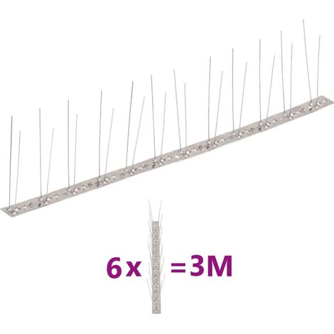 6-tlg. Taubenabwehr Spikes-Set Edelstahl 3 m 2-reihig