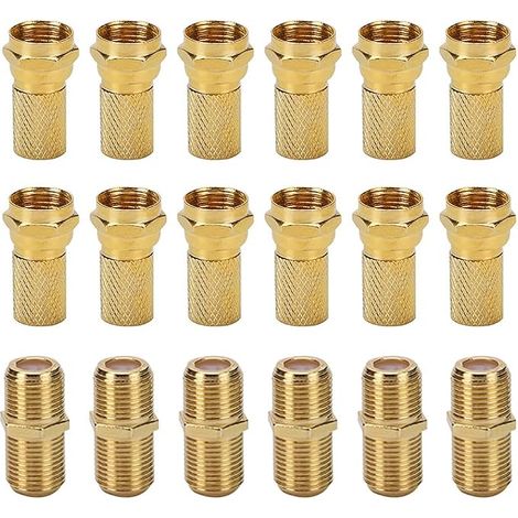 F Connector Set, Connector and F Connector with Rubber Seal Lug, for Satellite TV Sky/Freesat/Virgin Media (1/4)