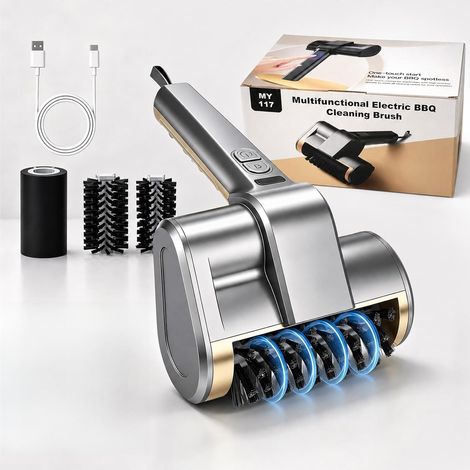 Brosse Électrique Barbecue 360° Nettoyage Complet avec LED, Brosse à Grill Électrique 3 Têtes Interchangeables, Batterie 2000mAh Recharge USB-C pour Gril (1/5)