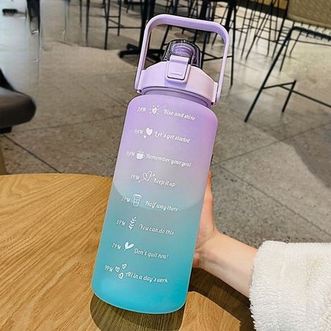 Gourde de sport – Grande capacité – Avec paille – Portable – Étanche – Idéale pour le fitness et les sports de plein air – 2 L violet bleu (1/5)