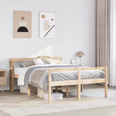 Seniorenbett mit Kopfteil 120x190 cm Massivholz Kiefer