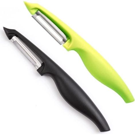 Éplucheur universel avec lame pendulaire, tranchant, double tranchant, acier inoxydable, lavable au lave-vaisselle, 2 pièces (1/3)
