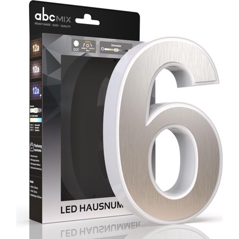 LED Hausnummer 6 inkl. Edelstahl-Cover - CCT 12V 2700K/4000K/6500K (1/5)