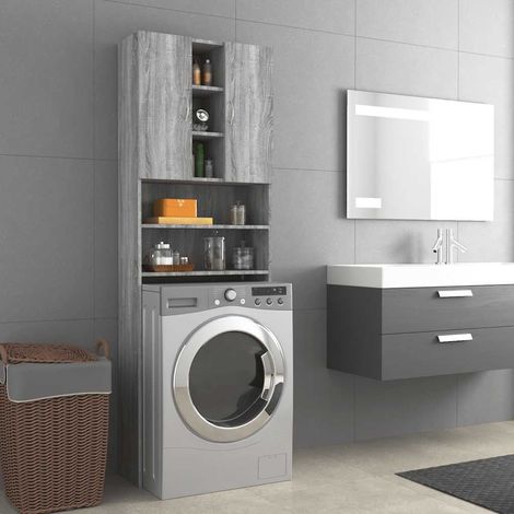 Waschmaschinenschrank Grau Sonoma 64x25,5x190 cm (1/5)