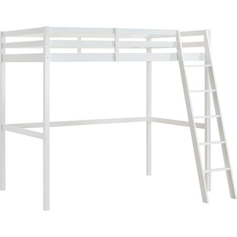 Vente-Unique – Lit mezzanine 120 x 190 cm – Pin massif laqué blanc – 1 place – Structure réversible – Charge max 120 kg