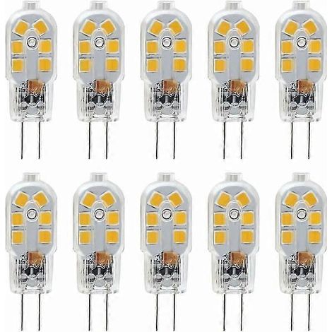 Ampoule LED G4, équivalent ampoule halogène 20 W, culot bipolaire 2 W, 12 V AC/DC, blanc chaud 3000 K, non dimmable, lot de 10. (1/5)