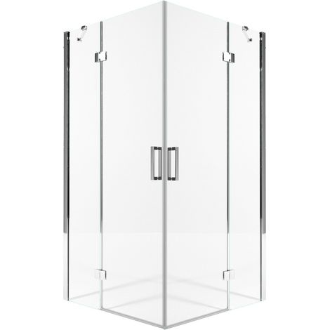 Box Doccia Angolare 80x80 cm 2 Ante Battenti in Cristallo Trasparente 8mm H195 Bonussi Ilenia