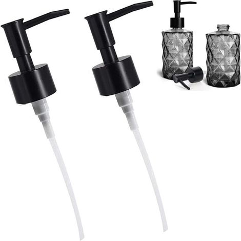 Lot de 2 Têtes de Pompe de Rechange pour Distributeur Rond, Distributeur Savon Pompe Tête, Pompe de Rechange de Distributeur Liquide Vaisselle/sans BPA pour Salle de Bain/Cuisine/Liquide Bouteille (1/5)