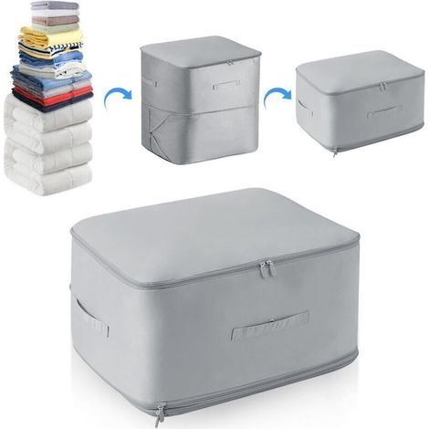 Housse Rangement Vetement Couette,52X42X60cm Organisateur d'Auto-Compression Ultra Peu Encombrant, Mobiles Sac Rangement Couette Voyage, pour Couettes, Couvertures, Vêtements (1/4)