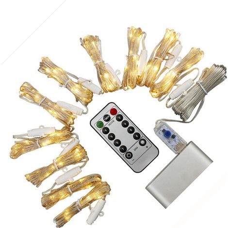 Guirlande lumineuse rideau LED avec télécommande USB, 300 LED multicolores, 8 modes d'éclairage, fil de cuivre, 3 x 3 m (1/5)