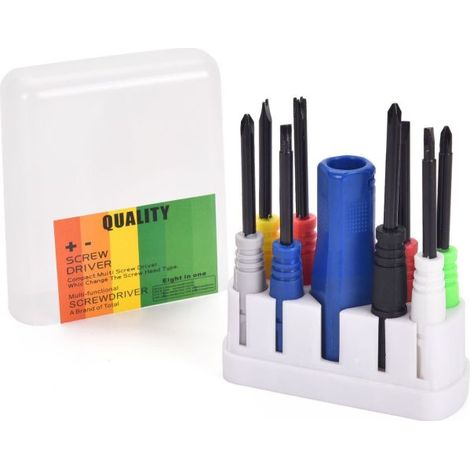Set mit 10 multifunktionalen Kombinationsschraubendrehern für den Haushalt, Schlitzschraubendreher, Kreuzschlitzschraubendreher, pflaumenblütenförmiger Schraubendreher, 9-in-1- (8-in-1-) Schraubendreh (1/5)