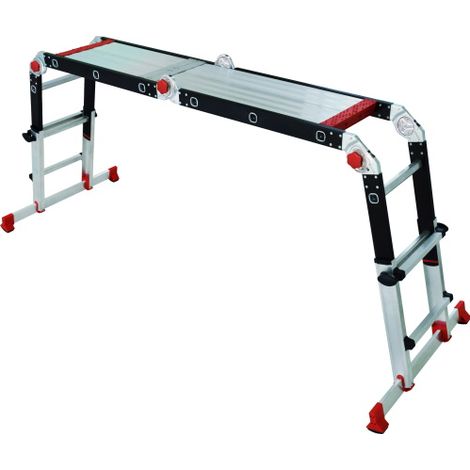 Altrad – Échelle télescopique pliante à plateforme – 5 positions – Aluminium anodisé – Charge maximale 150kg – Ultra compacte (1/7)