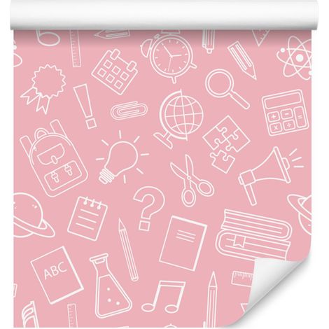 Papier peint Fournitures scolaires Corail, Formes douces pour salon et chambre 50x1000 (1/5)
