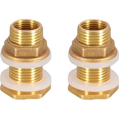 Raccord de tuyau d'eau pour réservoir d'eau en laiton 1/2 2 pièces Prise de réservoir d'eau en laiton 4,2 cm Connecteur d'eau en laiton de 1/2 pouce pour robinet de baril de pluie Réservoir de pluie (1/5)